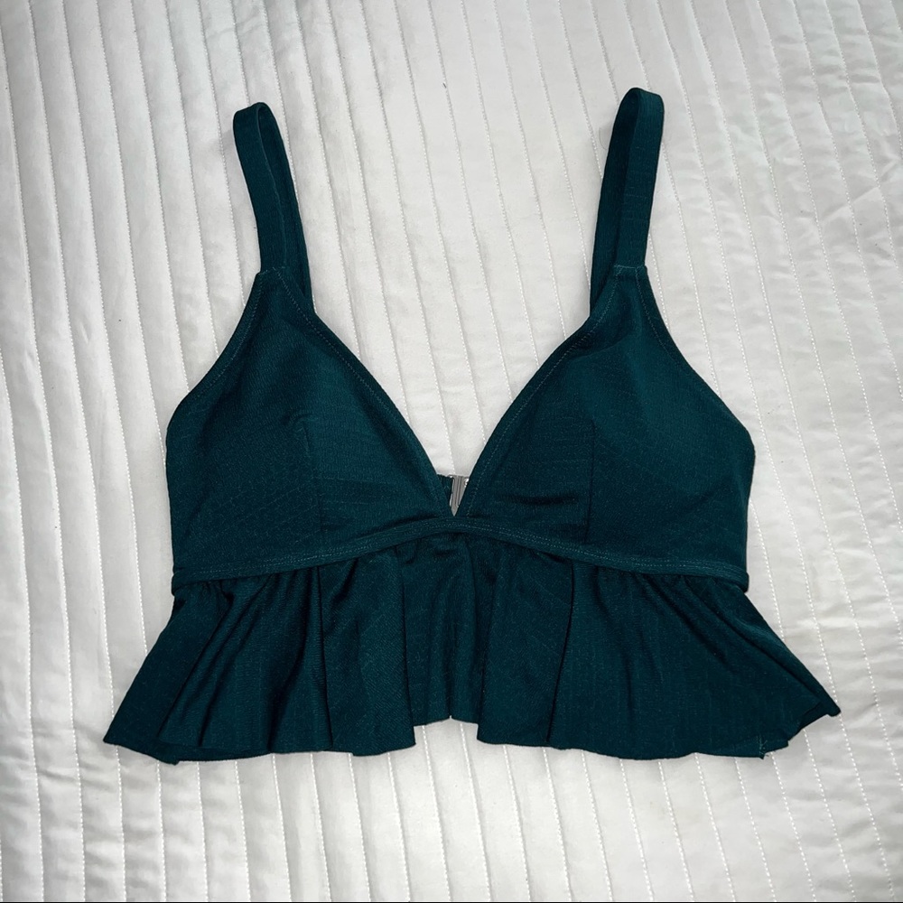 CupShe Green Ruffle Bikini Top